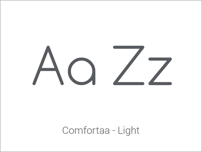 Gem display typography specimen — Comfortaa Light, showing Aa and Zz