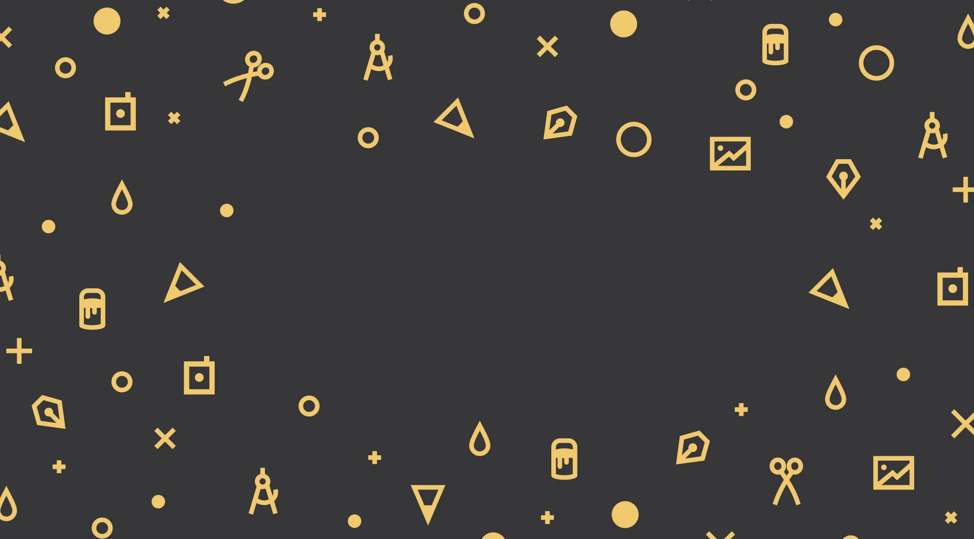 Ink Casket brand pattern — gold glyphs on a charcoal background