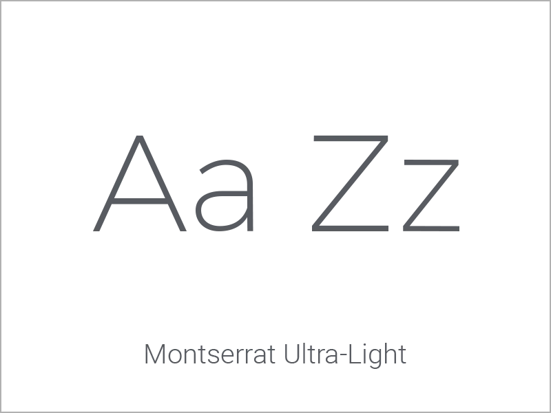 SparkStarter display typography specimen — Montserrat Ultra-Light, showing Aa and Zz